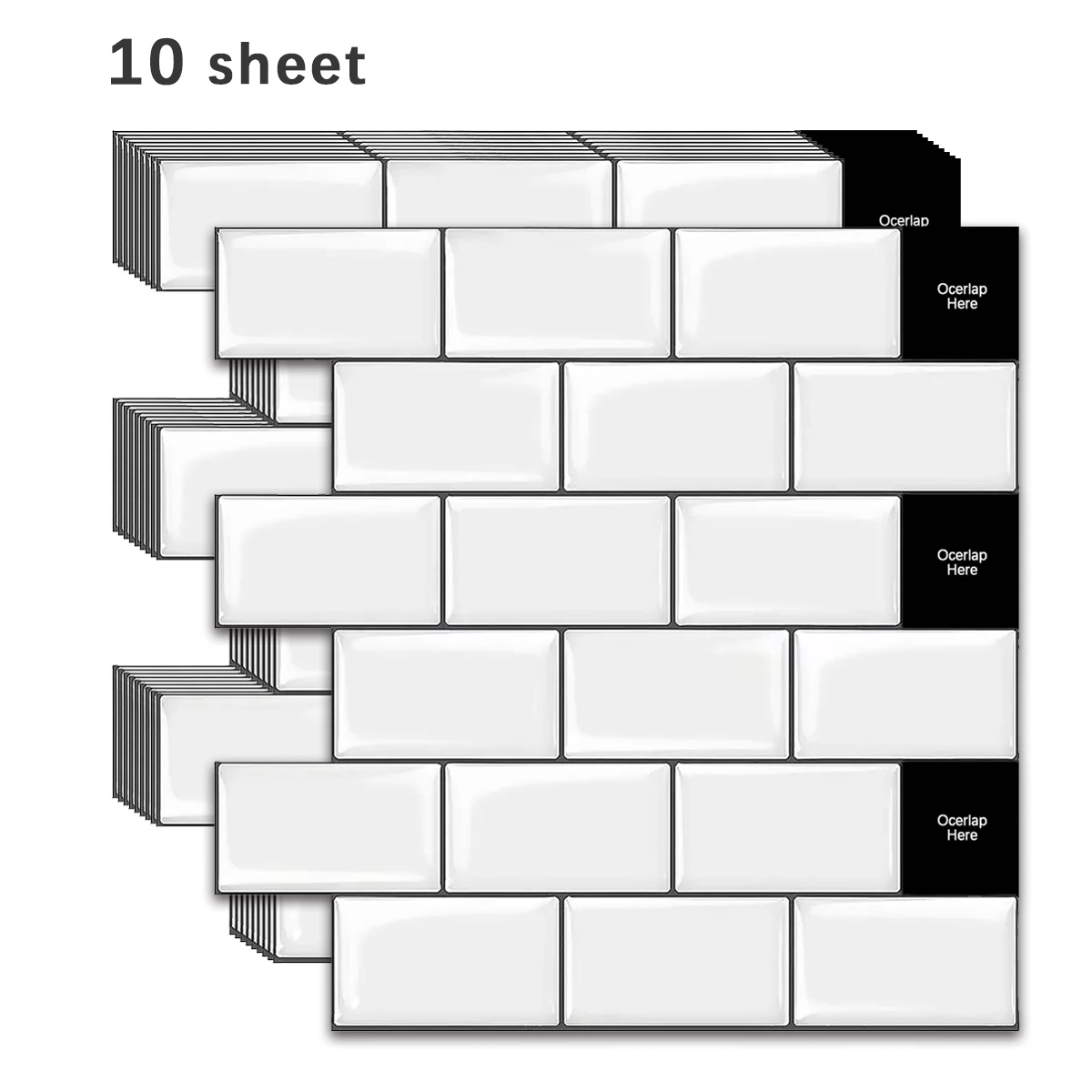 Subway Tile White Backsplash Waterproof Sticker for Bathrooms Tiles Wall Cover Self Adhesive Peel and Stick