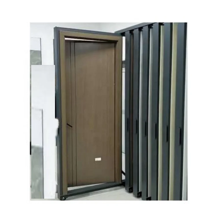 Customized Pull Push And Rotate Display Door Tile Stands Metal Frame Doors And Tile Displays Rack Wooden Door Display Stand