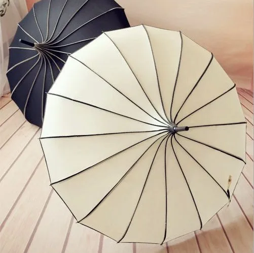 LOTUS High Quality J Leather Handle Parasol Wedding Ladies Umbrella Custom Pagoda Umbrella for Women