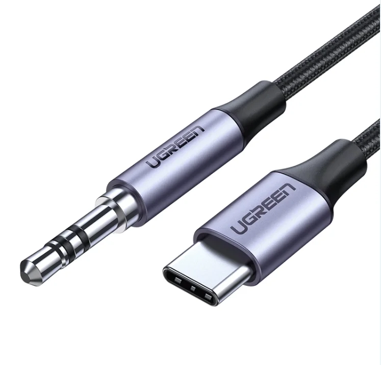 Аудиоадаптер UGREEN с USB C на 3 5 мм Hi-Fi стерео Тип Aux шнур для наушников автомобильный вспомогательный
