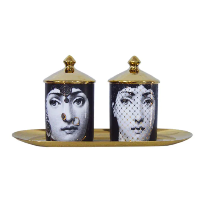 Декоративные антикварные большие керамические свечи с крышками