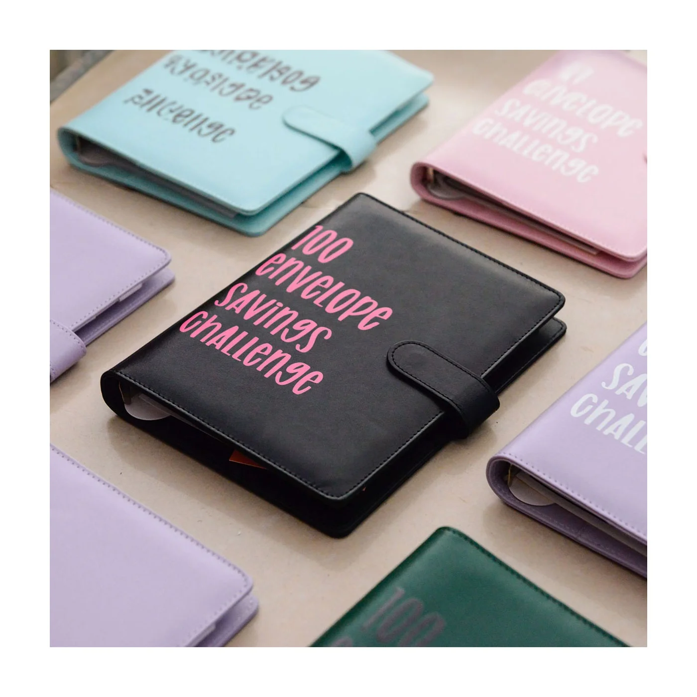 Wholesale Custom 100 days Challenge Saving Money Budget Cash Envelope Finance Planner Binder PU Notebook