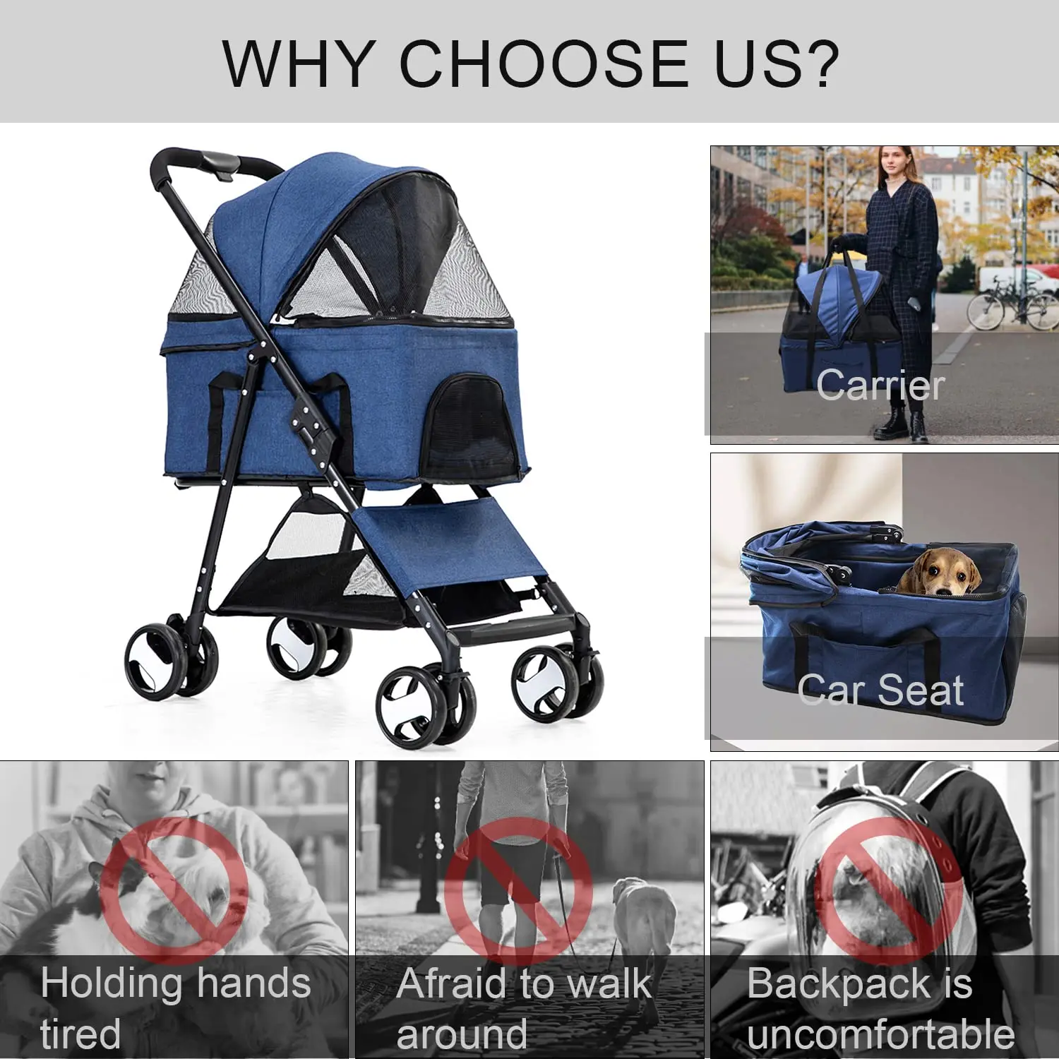 Folding Travel Pet Trolley Cat Cart Carrier With 4 Wheels For Medium Dogs Luxury Dog Pet Strollers