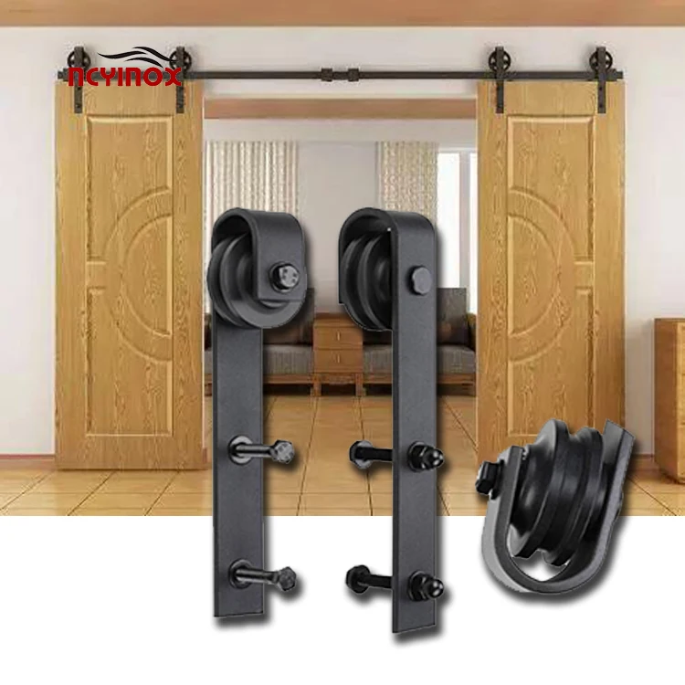 Ncyinox Wrought Iron Sliding Barn Doors Hardware For Barn Door System slidingblack  OEM/ODM