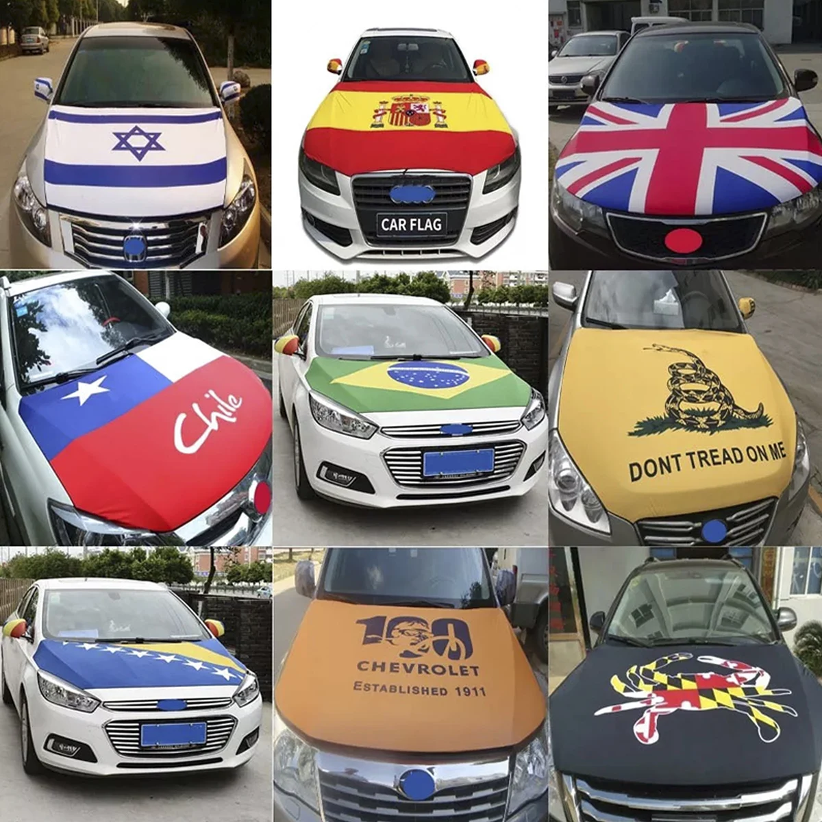 Customized high quality products 120*160cm elastic polyester strong and durable car cover flag Customized German car hood flag