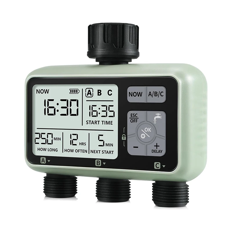 Watering Timer Programmable Garden Outdoor Hose Faucet Timer with Rain Delay Waterproof Digital Irrigation Timer 3 Outlet
