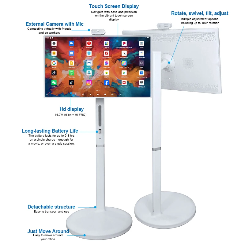 32 Inch Private Capacitive Touch Moving Screen 1920*1080 Usb Ips Lcd Fitness Display Android Monitor With Stand