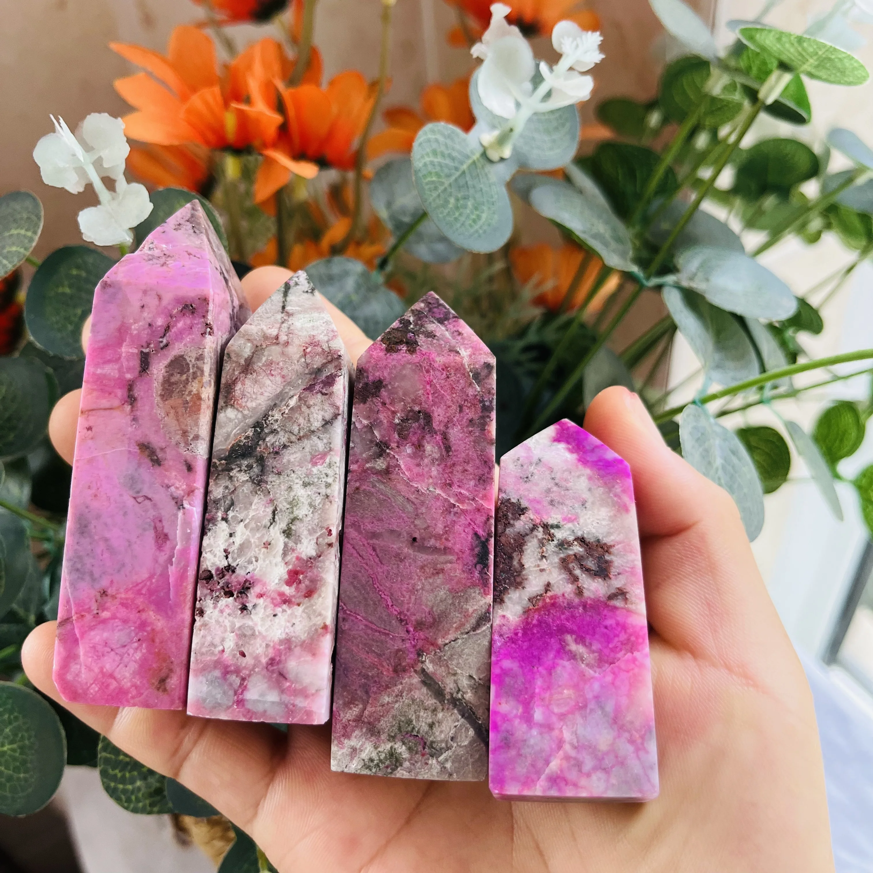 Wholesale Natural Healing crystal Stone Point Crystals Wand Cobalt Calcite Tower For Fengshui