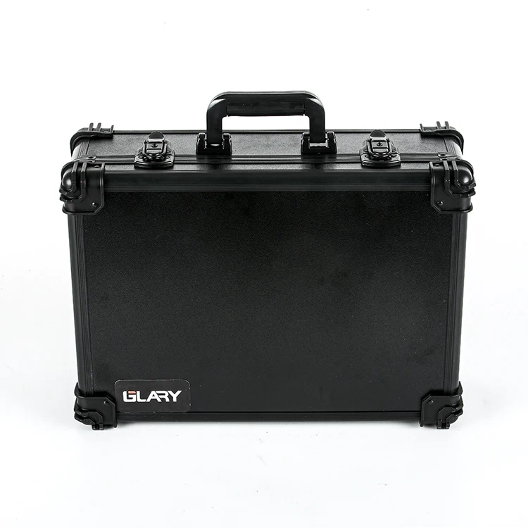 GLARY stackable hard tool box case with dividers multi-function aluminum tool box case portable storage carry case for tools
