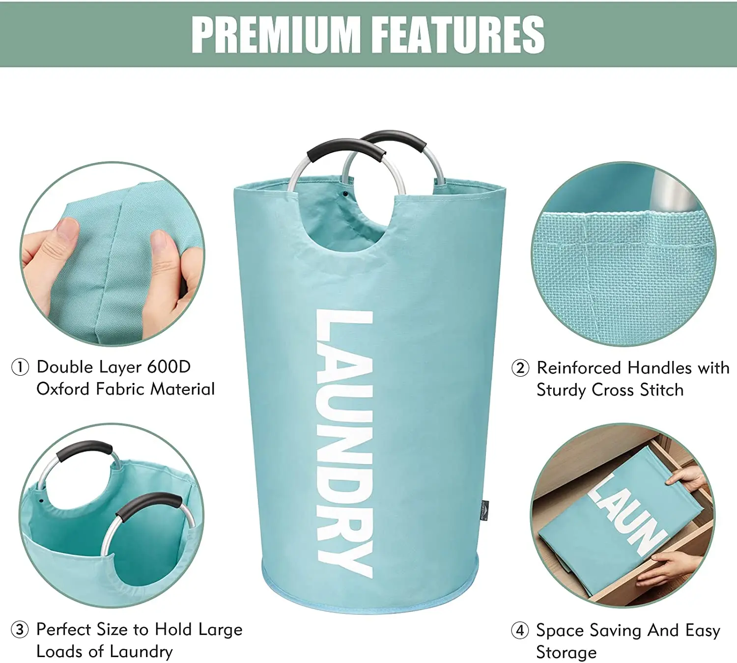 Amazon Collapsible Laundry Bag Foldable Laundry Hamper Washing Bin Home Storage 600D Oxford