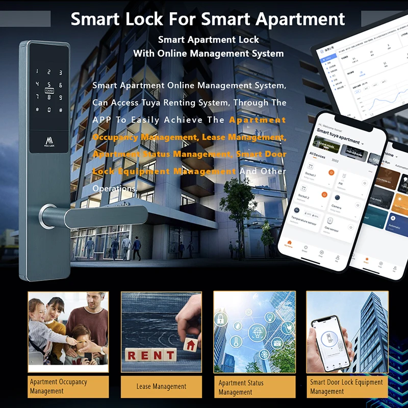 Network code lock OEM acceptable smart hotel management system Airbnb Apartment Hotel door lock