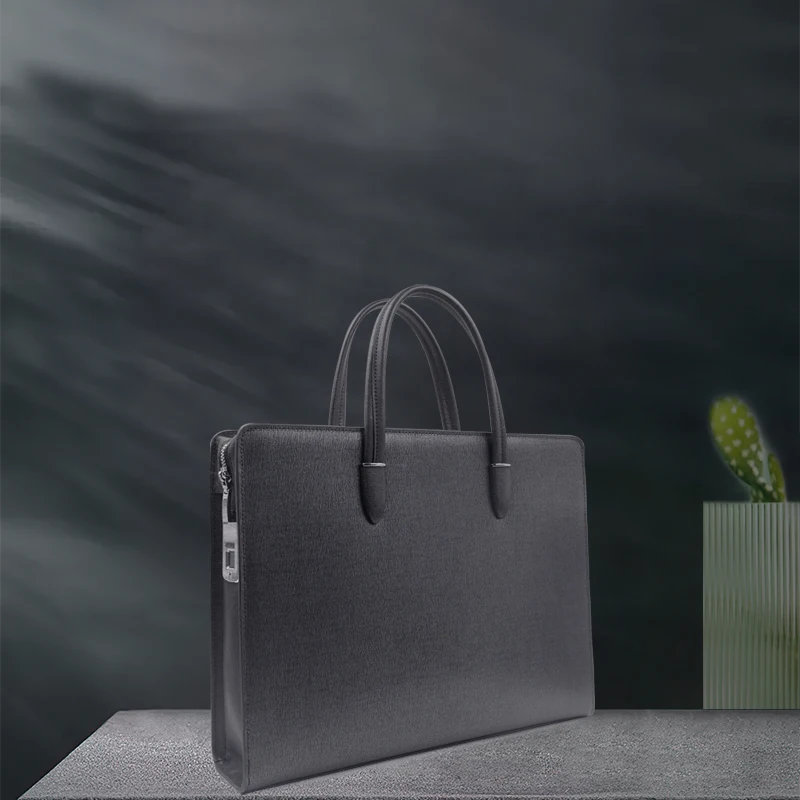 Wholesale Alibaba Laptop Handbag Genuine Leather Vintage Waterproof Fingerprint Lock Office Bags For Men Fashionable