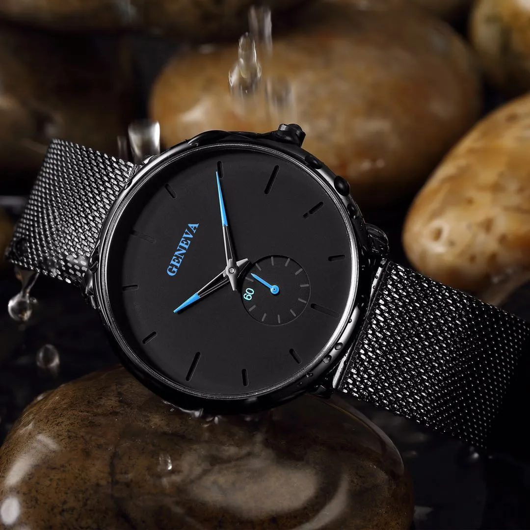 2024 luxury simple mens wristwatch original new fashion Mesh Waterproof 2 dials Minimalist in stock wrist watch