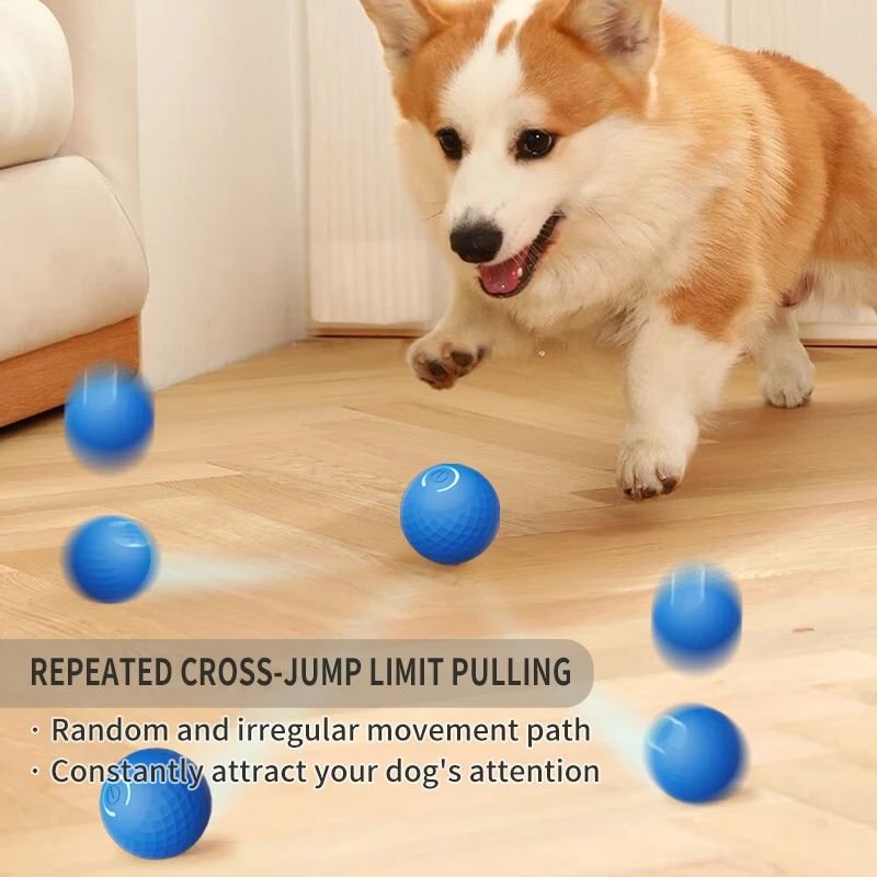 2024 New wn  Dog Smart Bouncing Ball Pet Training Dog Cat Interactive Self Moving Toy Automatic Rolling Dog Ball