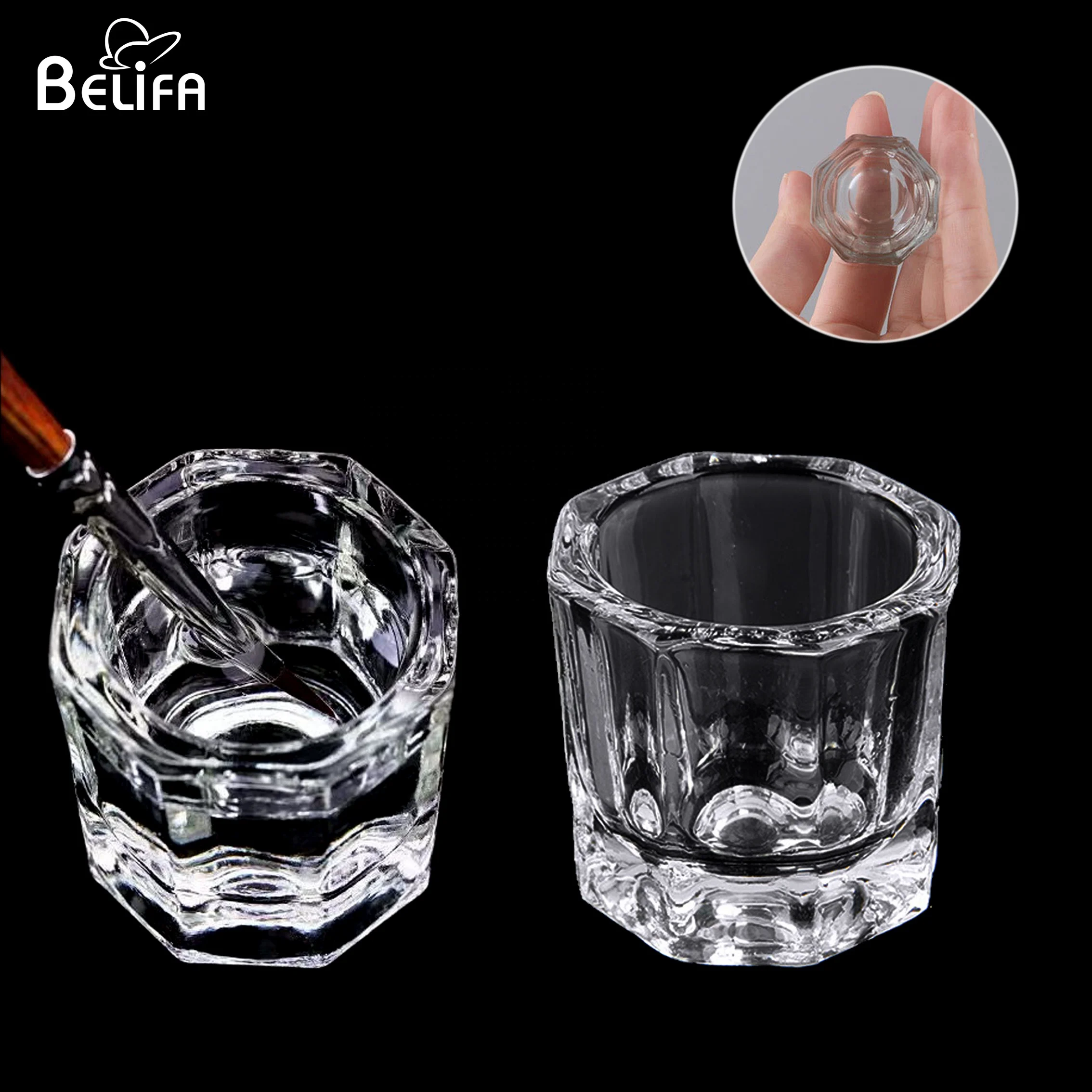 Mini clear dappen dish bowl for acrylic liquid powder container nail art glass crystal nail cup
