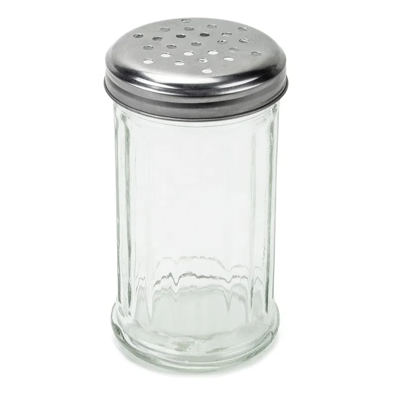 
Spice Cheese Shaker Glass Server with Metal Lid and Extra Large Holes for Parmesan and Mozzarella Sugar Dispenser 