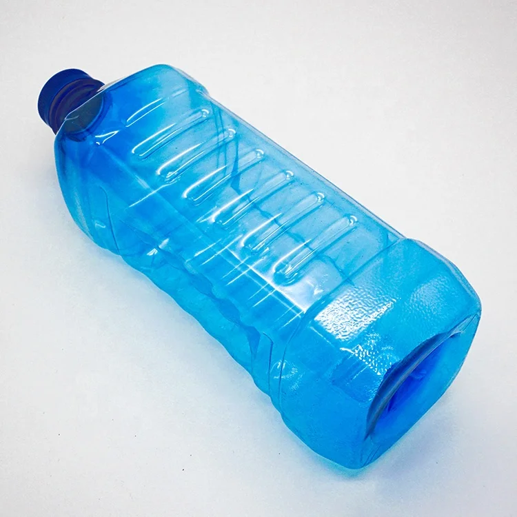
Square Column Plastic Bottle Blue Transparent Pet Vehicle Cleaner Glass Detergent Container 1.8 liter 