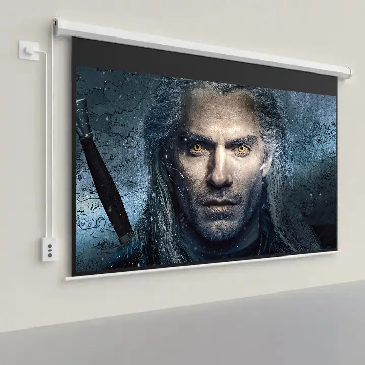 Motor projector screen 1:1  roll up automatic 60 72  84  92 100 120  150  motorized projector screen