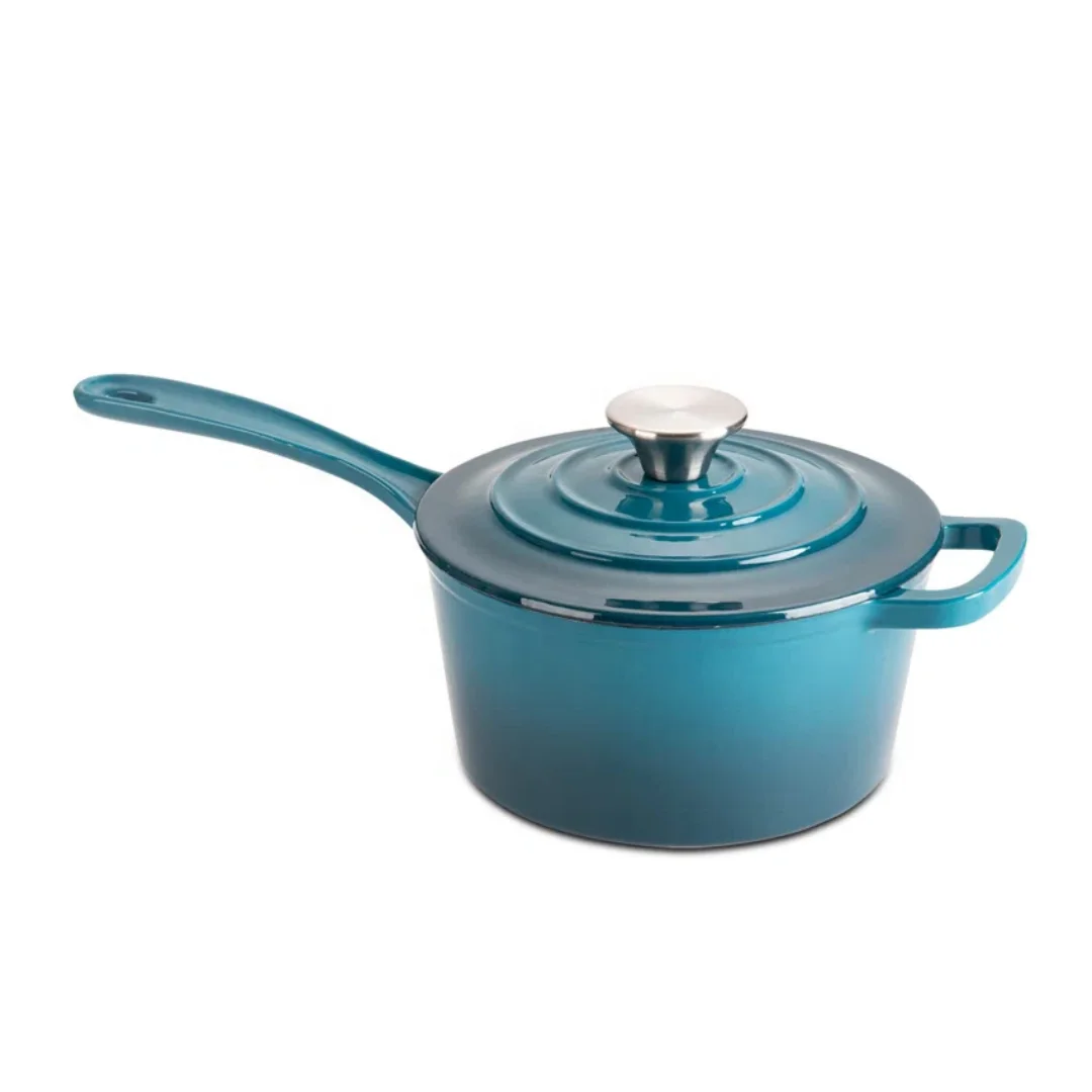 Best quality non stick enameled cast iron 2QT saucepan milk pot sauce pan with lid