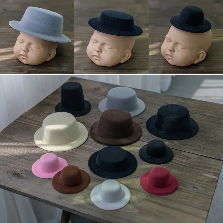Newborn photography small top hat bow tie photo props accessories baby hat
