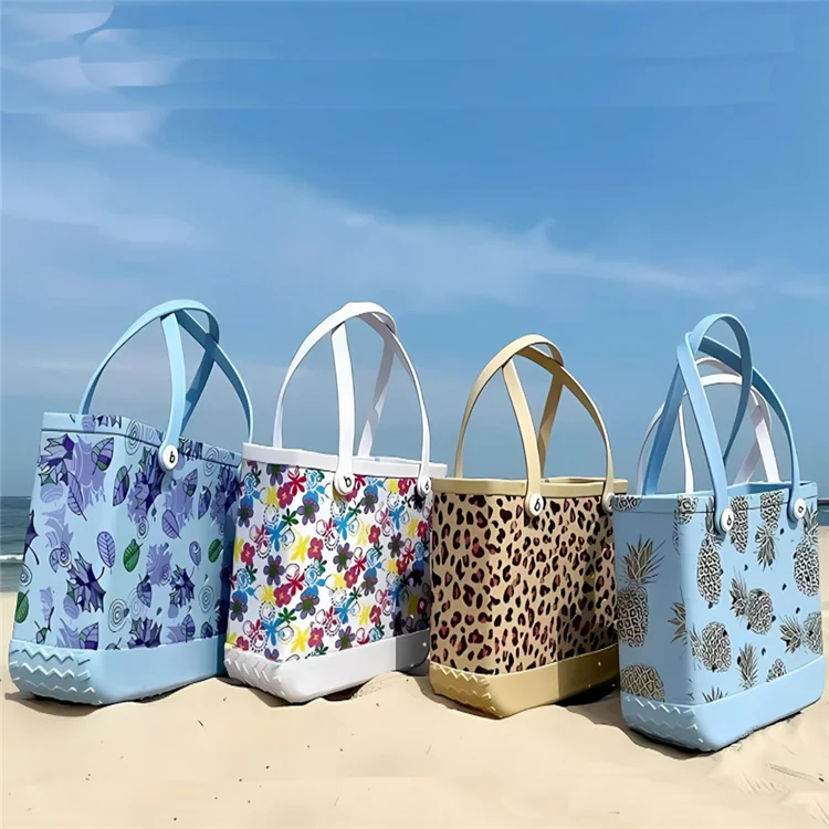 Factory Custom High Quality Baseball Cow Print Eva Tote Bags Women Fashion Waterproof Beach Bogg Bag