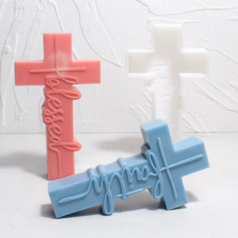 DIY Halloween Cross Scented Candle Ornament Baked Cake Cross Silicone Mold for Home Decor & Soap Gift Idea