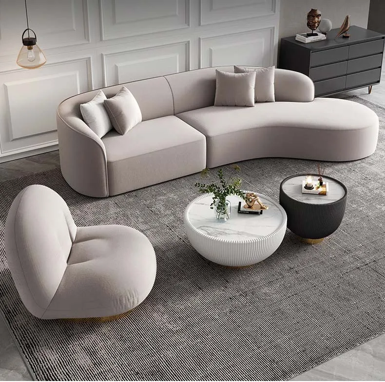 High Density Foam Upholstered Cushion Leather 7 seater sofa set with Pillows Living Room Velvet Cloth sofa Furniture