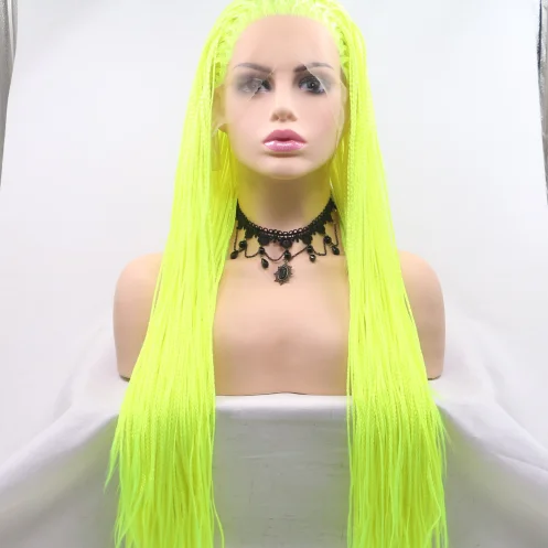 New lace front braided wigs Yellow Color with baby hair for black women high heat fiber african braided wig D0262