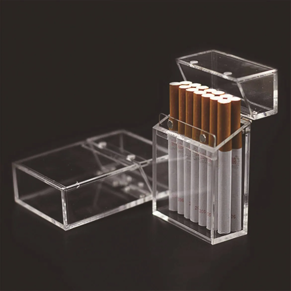 High Quality Fashion Waterproof Plastic Acrylic Transparent Smoking Cigarette Case 20 Pack Holder Box