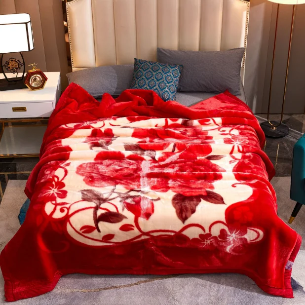 Home Korean Fleece Blanket King Size Soft Heavy Warm Mink Blanket Thick Raschel Embossed Bed Blanket For Winter Autumn