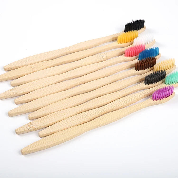 Eco Friendly Castor Oil 100% Biodegradable Natural 4 Pack Soft Bristle Toothbrush Bamboo