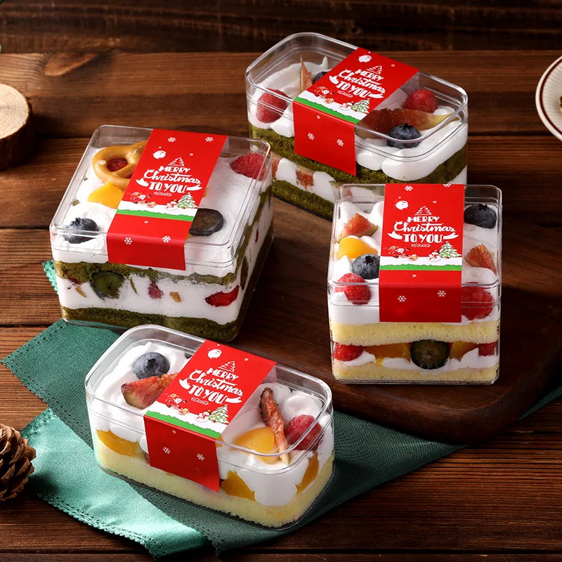 Plastic Boxes Acrylic Transparent Biscuit Durable Using Clear Rectangle Pastry Plastic Tiramisu Dessert Cake Box