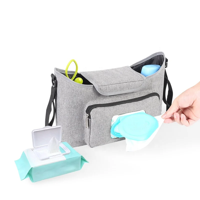 Universal fit Grey kodra fabric with paper extraction bag baby stroller bag mommy diaper bag organizer for stroller