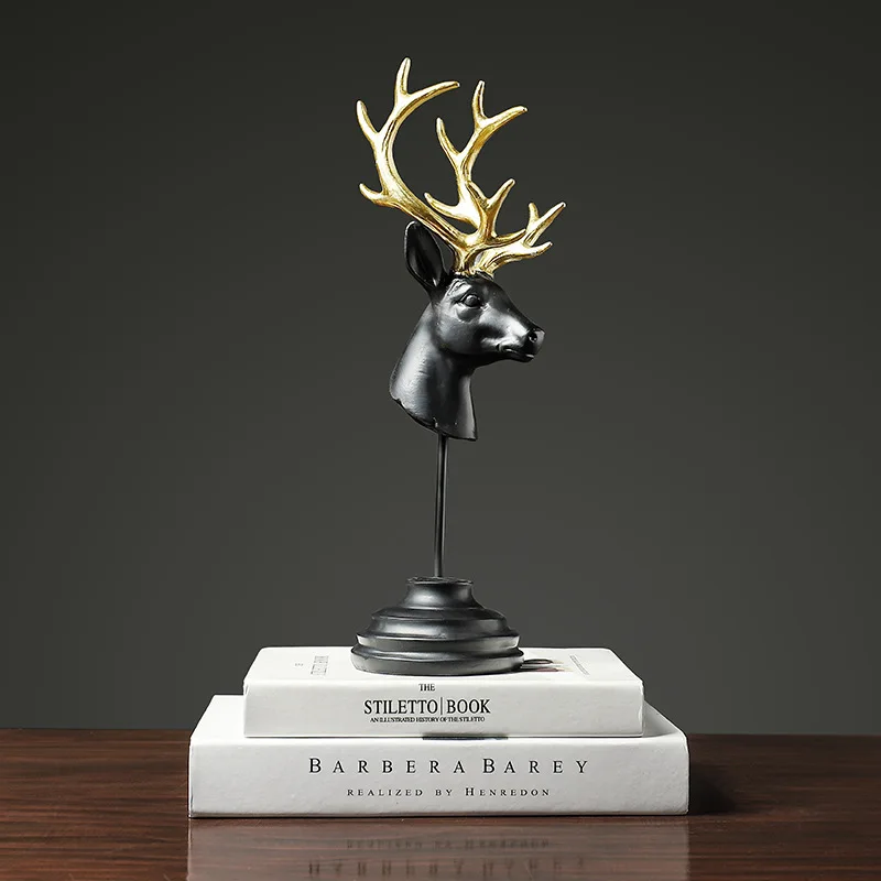 abstract desktop deer Home Decor Ornaments Home Decoration Resin Animal Deer Head Ornament Home