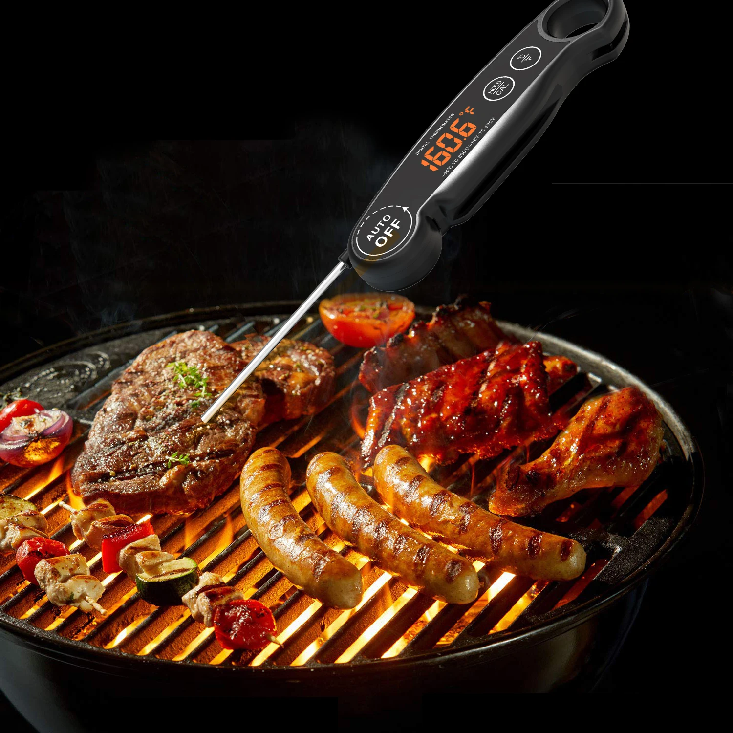 Ultra Fast Digital Instant Read Meat Thermometer with Thermocouple for Grilling BBQ Smoker Deep Fry Oil Thermometer
