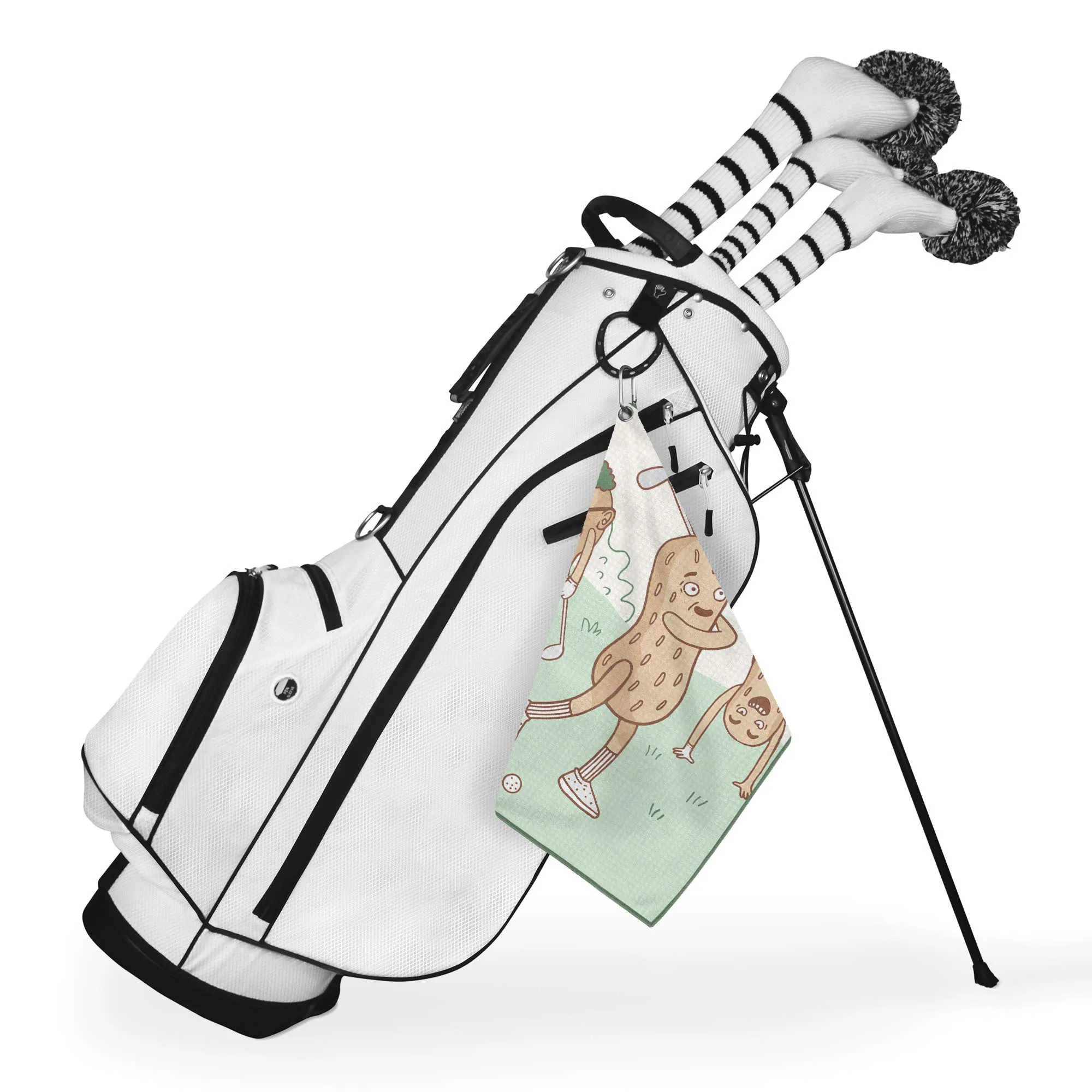 High Quality Custom Printed Logo Golf Towel Quick Dry Rpet Plastic Bottle Fabric Microfiber Waffle Golf Towel With Clip