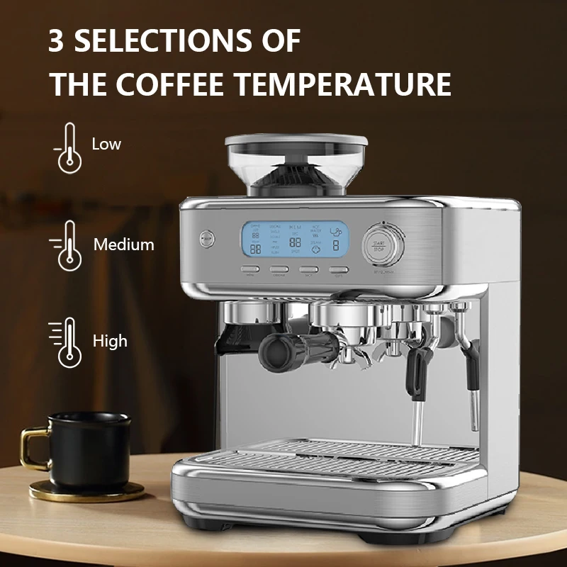 LED display 15 bar pressure 58mm funnel commercial bean to cup coffee machine italian automatic coffee makers