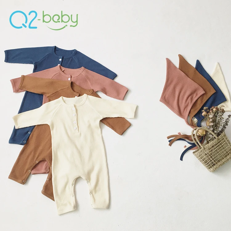  Q2-baby оптовая продажа из мягкой ткани с длинным рукавом и рисунком спортивный костюм для малышей младенцев детские комбинезоны
