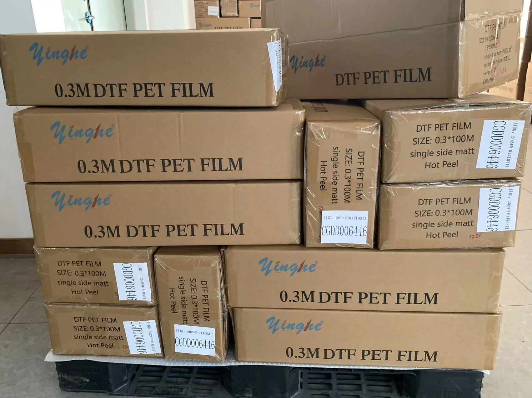 Yinghe Factory price Excellent color 60CM*100M 30CM*100M Inkjet Printers PET DTF Film Roll  DTF Paper