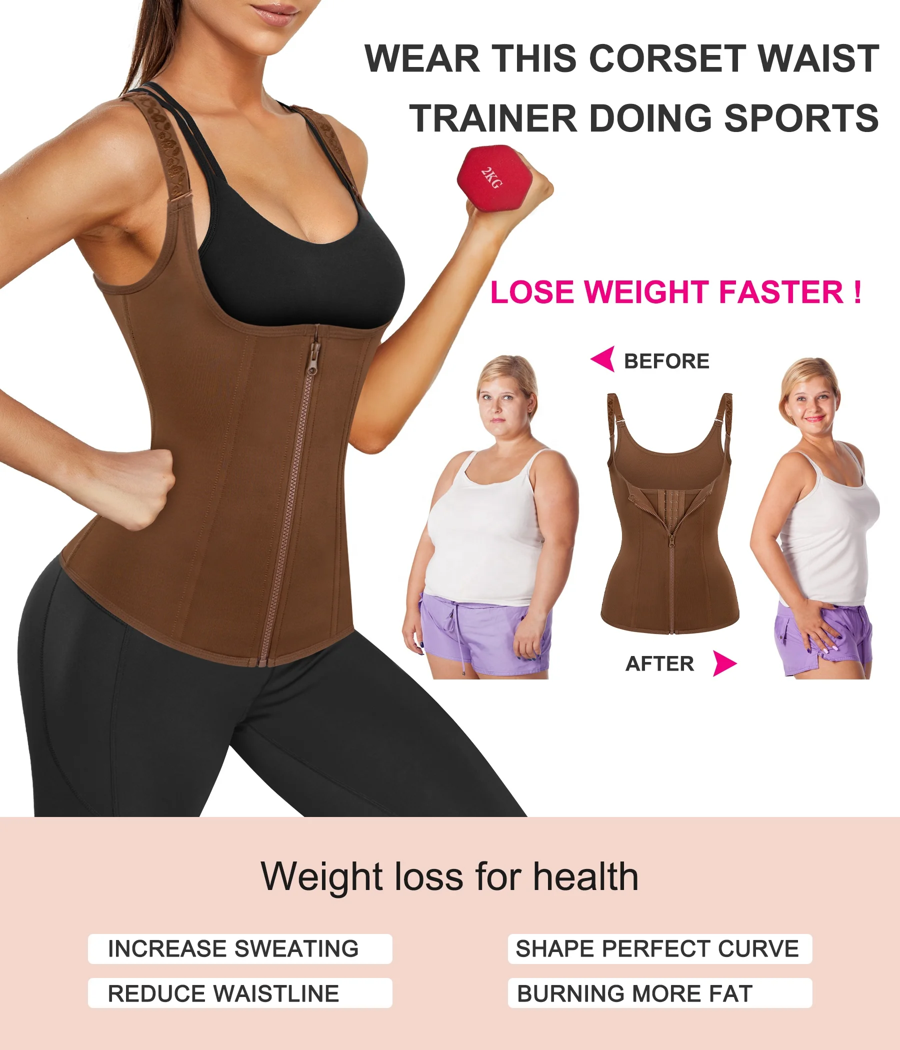 Waist Trainer Corset for Women Tummy Control Sport Workout Body Shaper Cincher Trimmer Tank Top Sport Girdle with Steel Bones