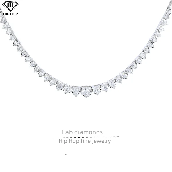 Fine Jewelry Lab Grown Diamond Tennis Necklace Stunning 14K White Gold 3-prong Natural Diamonds Tennis Chain IGI For Women Gift