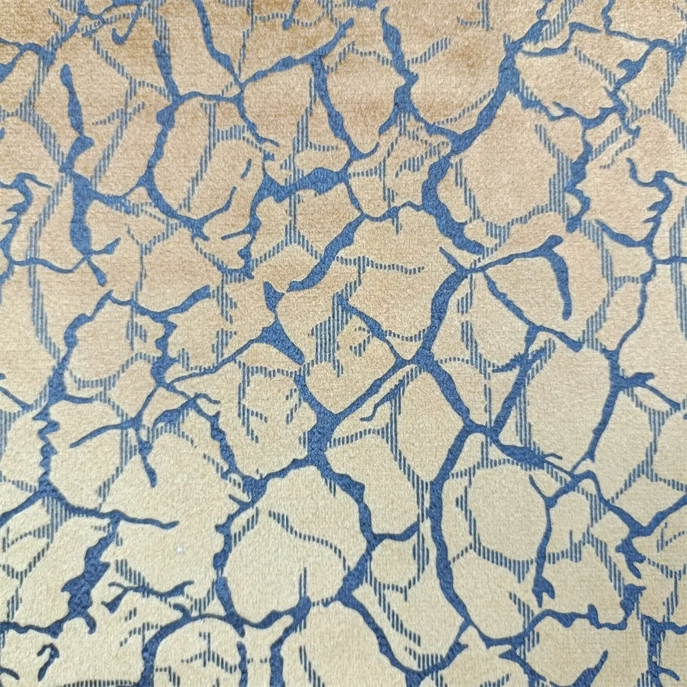 Factory New design 100% polyester knitted printed black glue embossed holland velvet fabric for home textile
