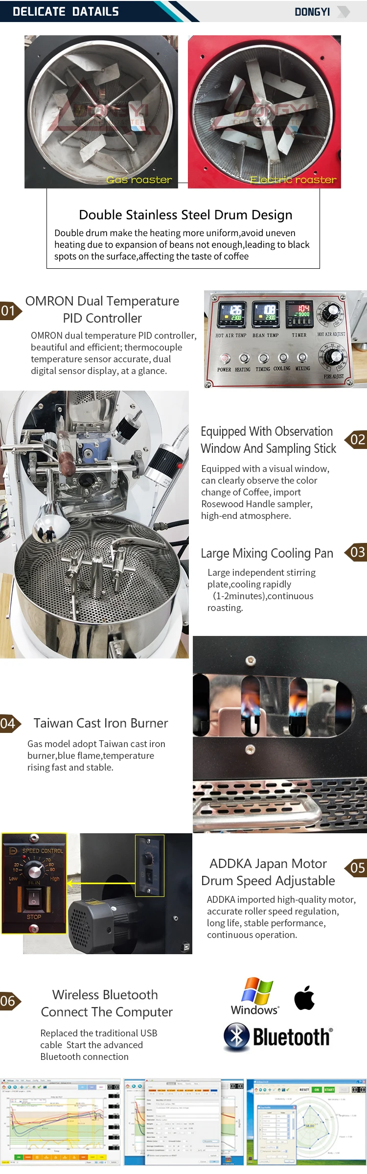  Dongyi food grade roasted coffee bean for commercial roasters 15kg 25kg 50kg 120kg 200kg industry