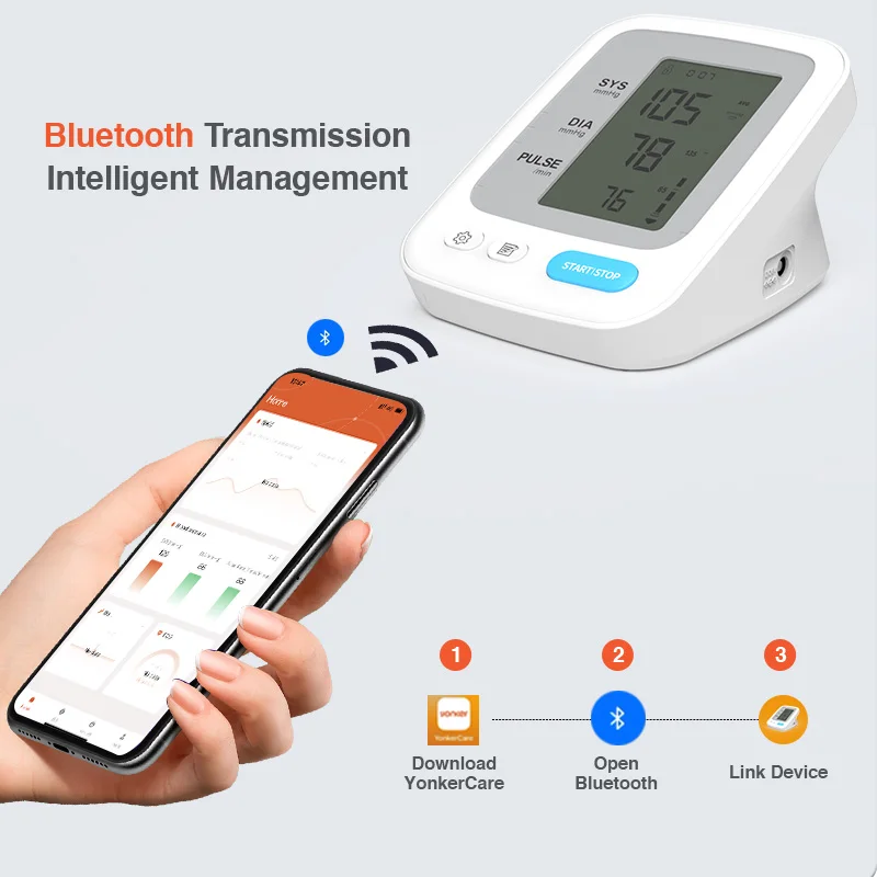 New bp monitor bluetooth arm type heart beat tensiometro-digital sphygmomanometer Upper Arm blood pressure monitor bluetooth