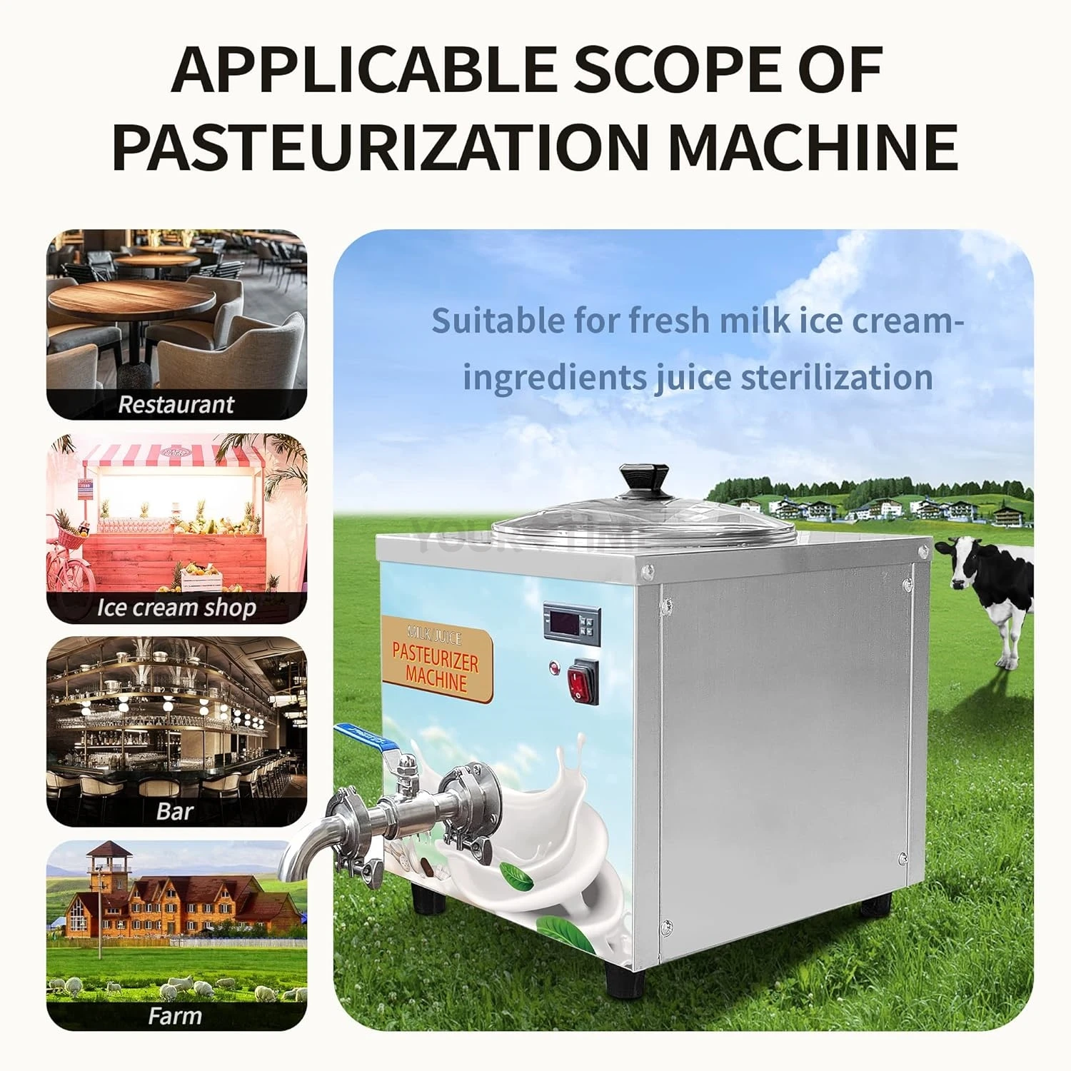 YourTime 14L Small Ice Cream Pasteurizer Machine With CE Batch Pasteurizer Milk Pasteurization machine For Gelato Ice Cream