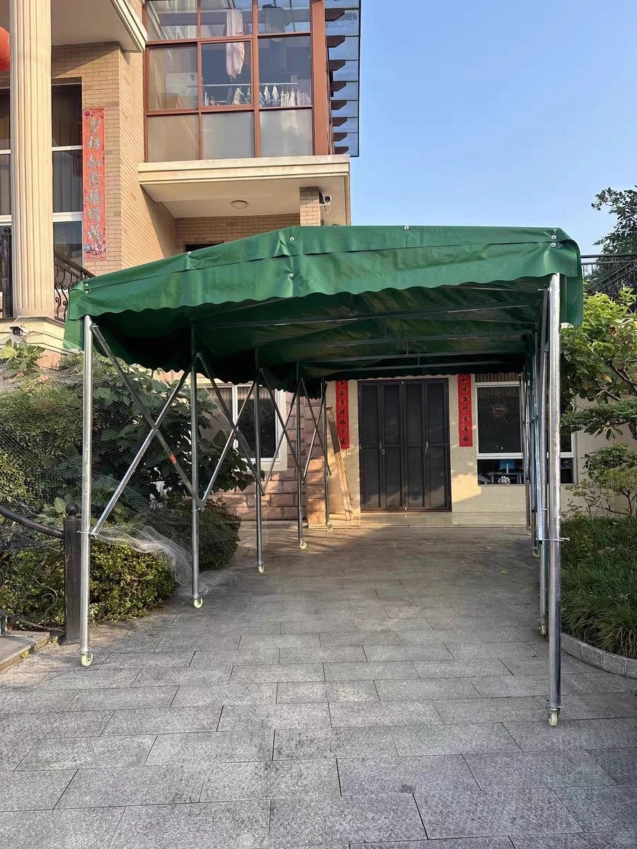 Push Pull Rainproof Shelter Large Mobile Warehouse Shed Outdoor Retractable Sunshade Activity Canopy Tent