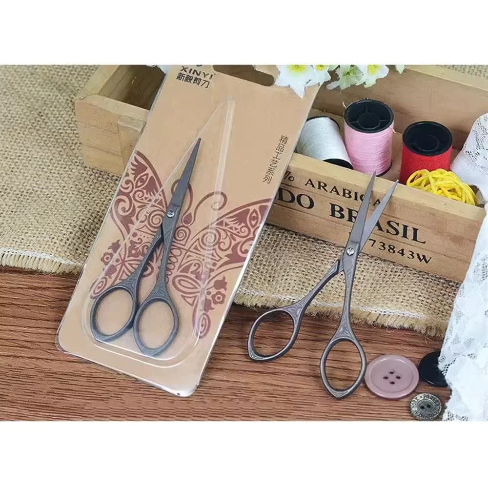 Set of Gold European Vintage Sewing Shears Flower Pattern Embroidery Scissors and antique scissors