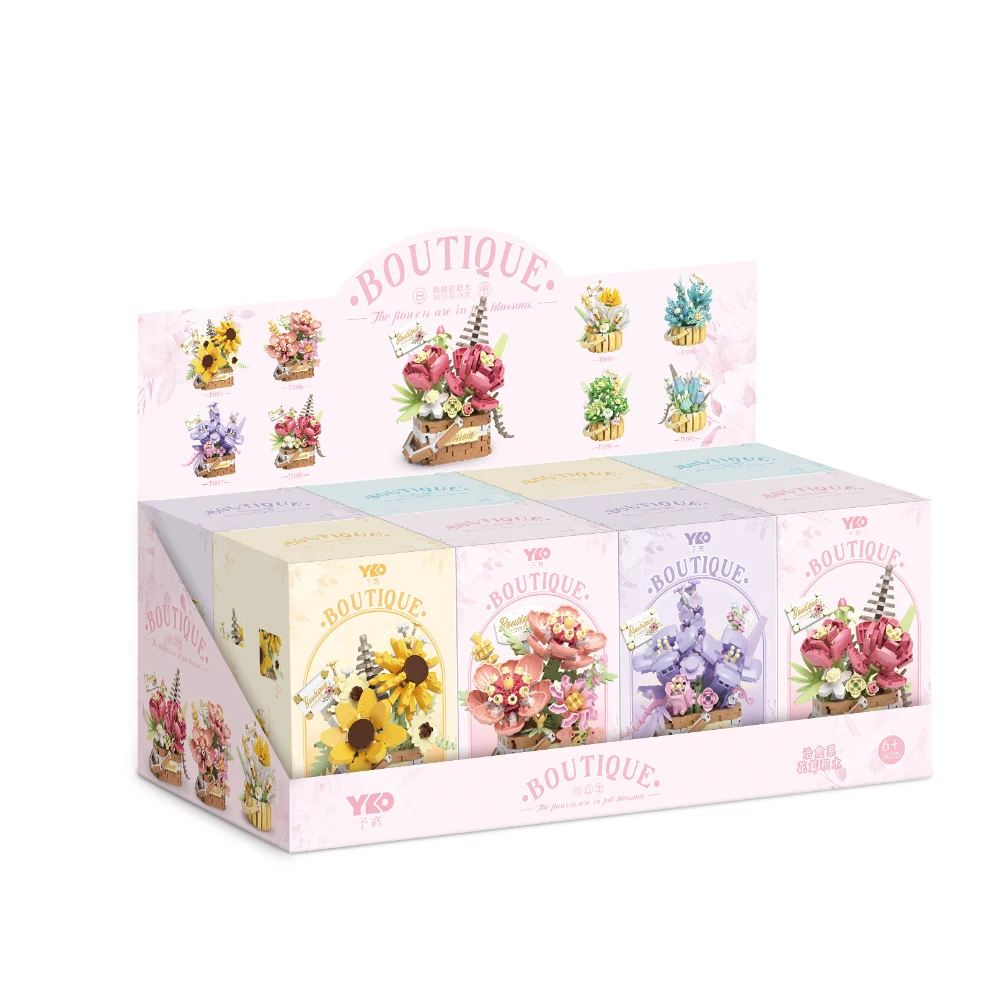 Simulation flower series succulent garden building blocks for children gift wholesale