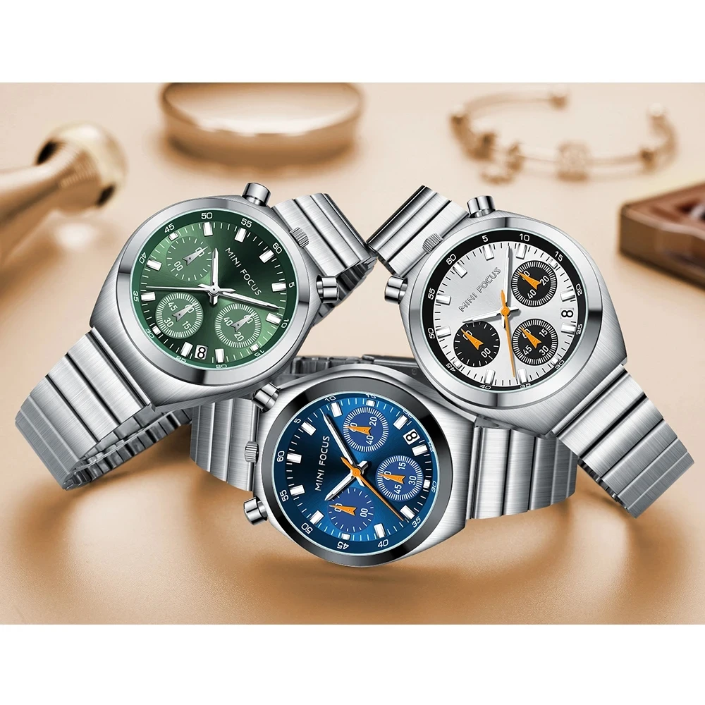 MINIFOCUS MF0491L Women Bracelet Watches Fashion Little Monster Womens Watch Multifunctional Panda Watch Steel Band Chronograph