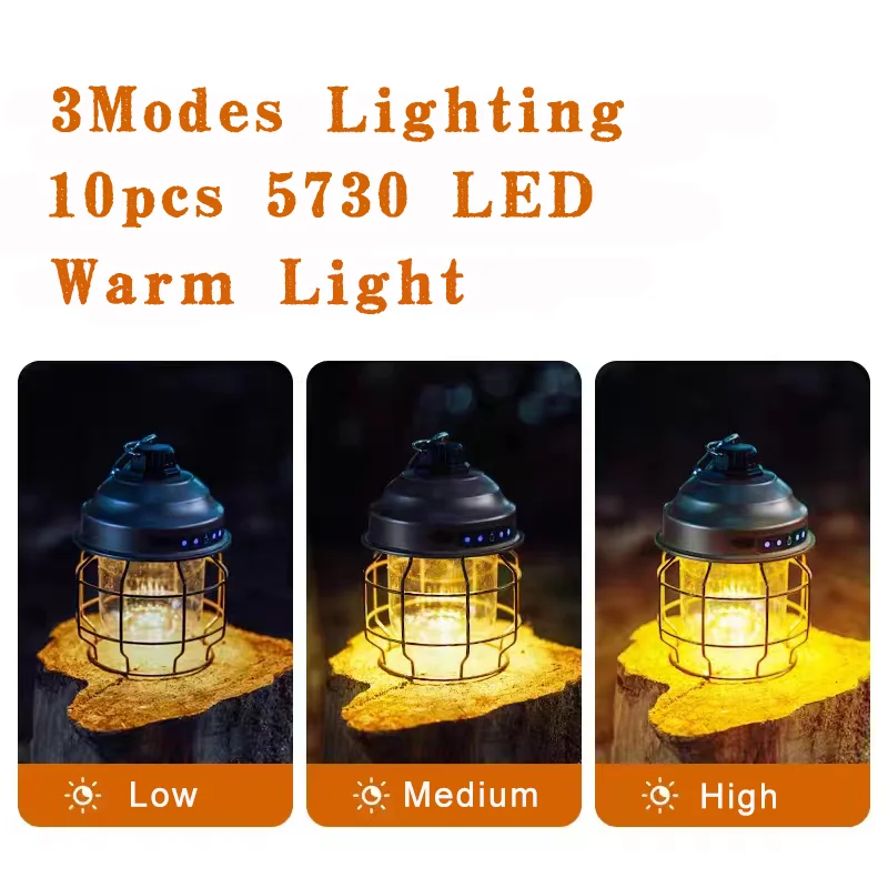 3600mAH rechargeable outdoor lights ipx4 water proof flashlight 300lm Retro Portable Garden Lantern  for Hiking Climbing Yard
